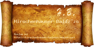 Hirschenhauser Balázs névjegykártya
